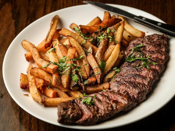 Grilled steak with fries