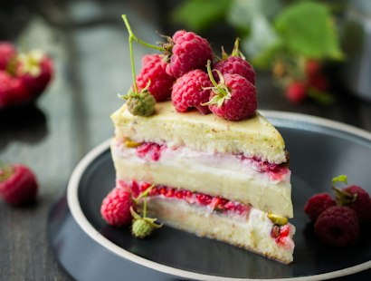 Raspberry cream cake slice