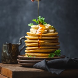 Stack of pancakes with syrup